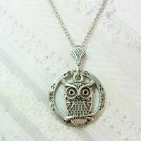 Silver Night Owl Necklace