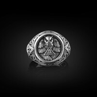 Owl Mens Silver Signet Ring