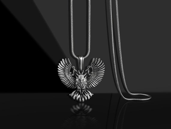 Owl Cyberbunk Necklace in Silver