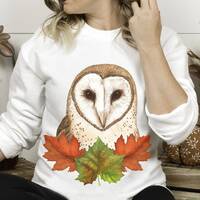Barn Owl with Fall Leaves Sweatshirt