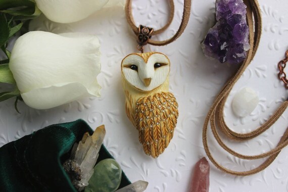Owl jewelry Pendant with barn owls Bird necklace Nature jewelry with raptor bird