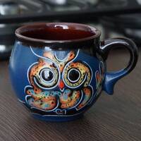 Coffee mug ceramic 6.5 oz Handmade pottery mug with snow owl  Owl lovers gift for kitchen Ow...