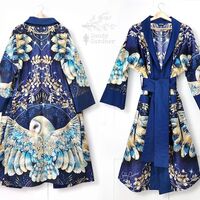 New, The Golden Night Owl robe of wings  cotton lawn kimono, robe, dressing gown, long jacke...
