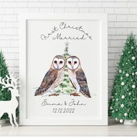 Barn Owl Couple Personalised Print