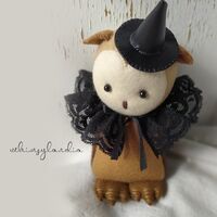 Lenora the Owl Witch Felt Doll for Halloween