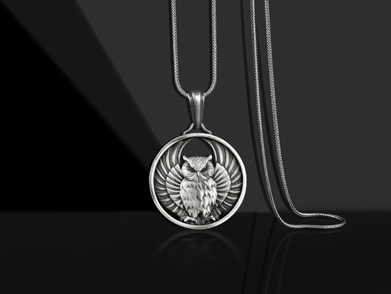 Owl of Athena Necklace - Handmade Wax Seal Stamp Sterling Silver