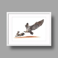 Eurasian Eagle Owl original Ballpoint pen drawing on white recycled paper