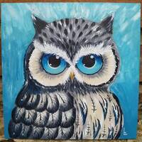 Owl Oil Painting Original Art 7.8 by 7.8