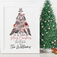 Personalized Owl Family Christmas Print