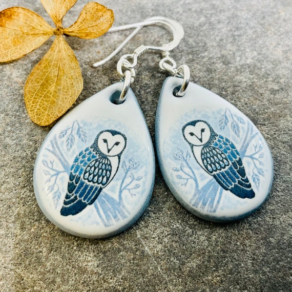 Handmade Barn Owl Earrings