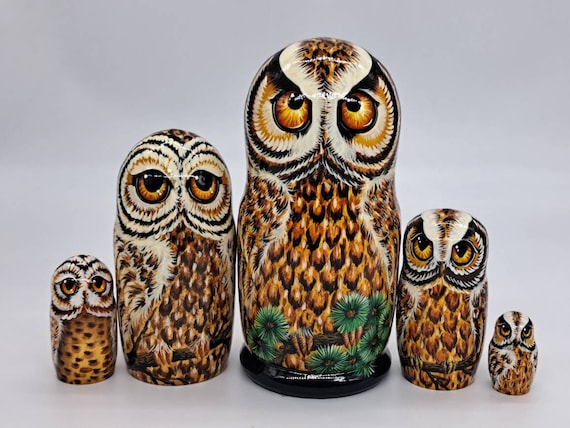 Owl Nesting doll matryoshka Wooden Russian doll