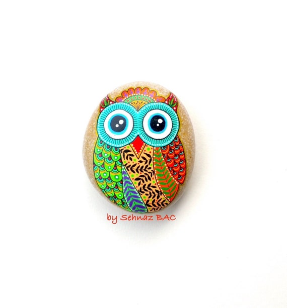 Owl Stone - Hand Painted - I Sassi dell'Adriatico (Adriatic Sea Stone)