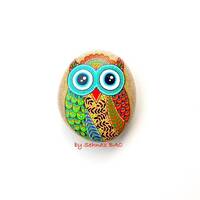 Owl Stone - Hand Painted - I Sassi dell'Adriatico (Adriatic Sea Stone)