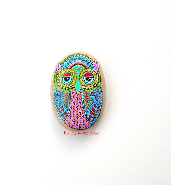 Owl Stone - Hand Painted - I Sassi dell'Adriatico (Adriatic Sea Stone)