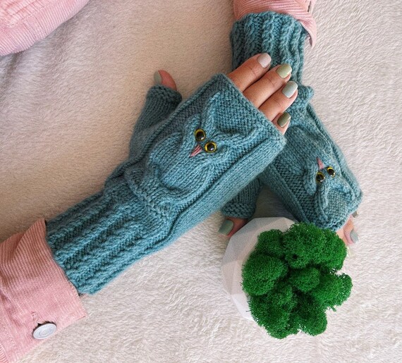 Owl mittens / Fingerless gloves