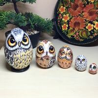 Owl Family Wooden Nesting Eggs