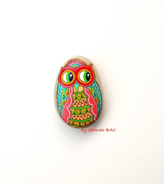 Owl Stone - Hand Painted - I Sassi dell'Adriatico (Adriatic Sea Stone)