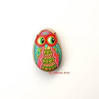 Owl Stone - Hand Painted - I Sassi dell'Adriatico (Adriatic Sea Stone)