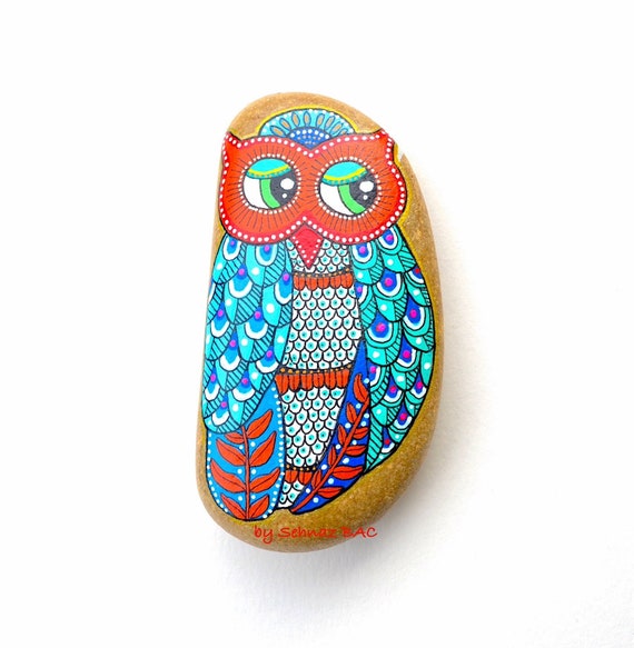 Owl Stone - Hand Painted - I Sassi dell'Adriatico (Adriatic Sea Stone)