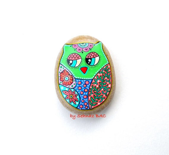 Owl Stone - Hand Painted - I Sassi dell'Adriatico (Adriatic Sea Stone)