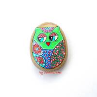 Owl Stone - Hand Painted - I Sassi dell'Adriatico (Adriatic Sea Stone)