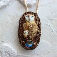 Barn Owl Jewelry necklace Pendant