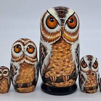 Nesting dolls Owls Matryoshka Handmade and painted Russian dol...