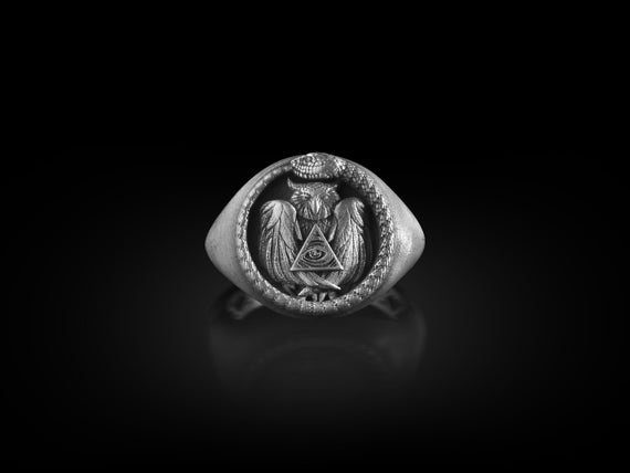 Snake Ouroboros Owl Eye Of Providence Ring