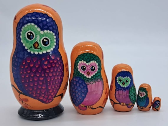 Nesting dolls Owl matryoshka Stacking Russian dolls