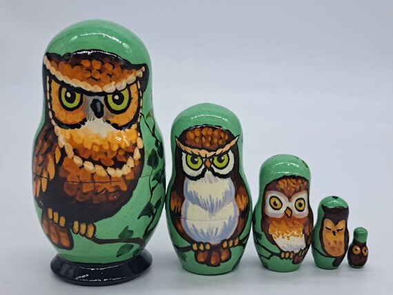 Nesting dolls Owl matryoshka Stacking Russian dolls