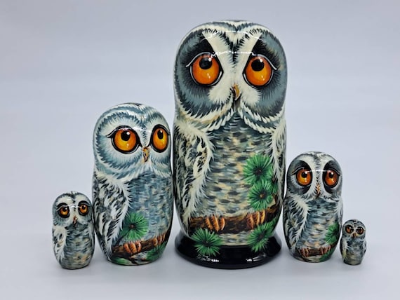Nesting dolls Owls Matryoshka Hand made  Russian dolls