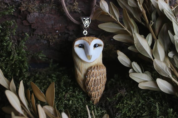 Barn Owl pendant necklace