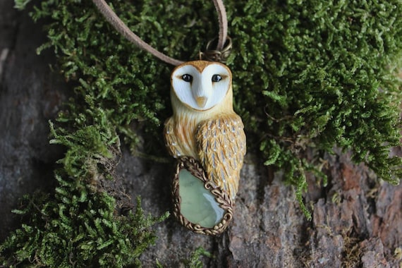 Barn Owl pendant Bird jewelry Necklace