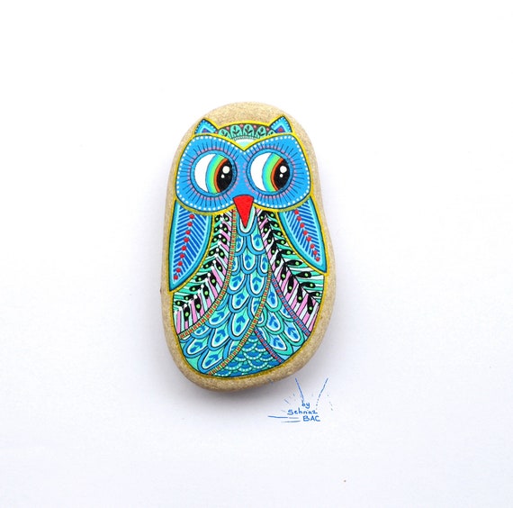 Owl Stone - Hand Painted - I Sassi dell'Adriatico (Adriatic Sea Stone)