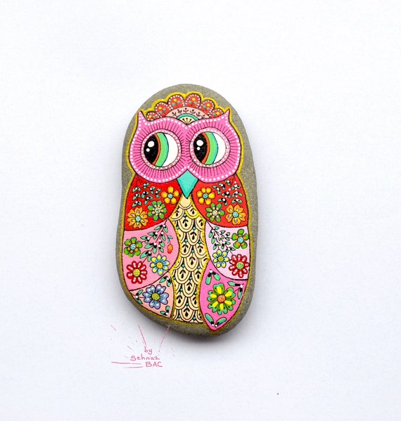 Owl Stone - Hand Painted - I Sassi dell'Adriatico (Adriatic Sea Stone)