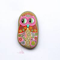 Owl Stone - Hand Painted - I Sassi dell'Adriatico (Adriatic Sea Stone)