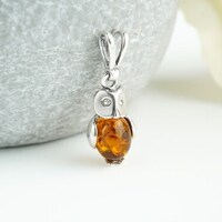 Small Baltic Amber Owl Pendant charm