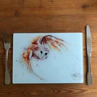Barn Owl Glass Placemat