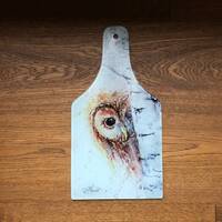 Tawny Owl Glass Chopping Board