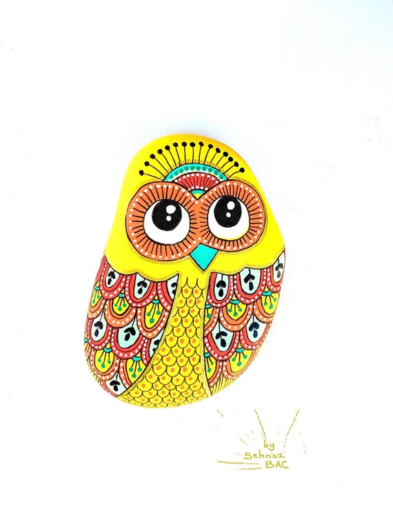 Owl Stone - One of a Kind, Hand Painted - I Sassi dell'Adriatico (Adriatic Sea Stone)