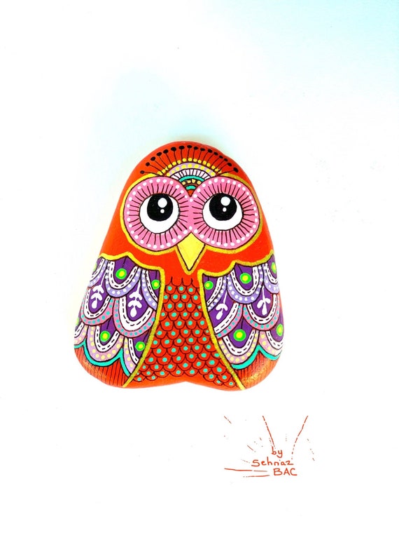 Owl Stone - One of a Kind, Hand Painted - I Sassi dell'Adriatico (Adriatic Sea Stone)