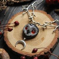 Black Red-eyed Owl Necklace