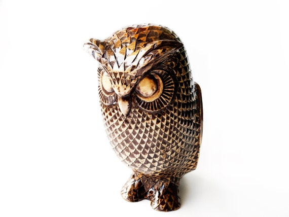 Wood Carving Owl Statue