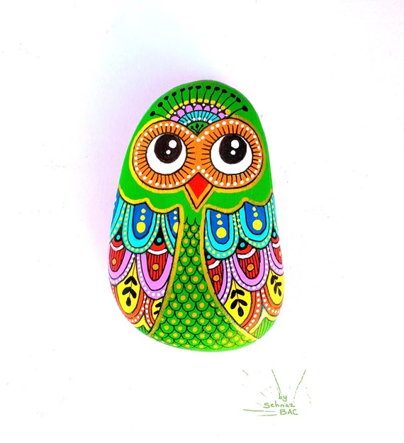 Owl Stone - One of a Kind, Hand Painted - I Sassi dell'Adriatico (Adriatic Sea Stone)