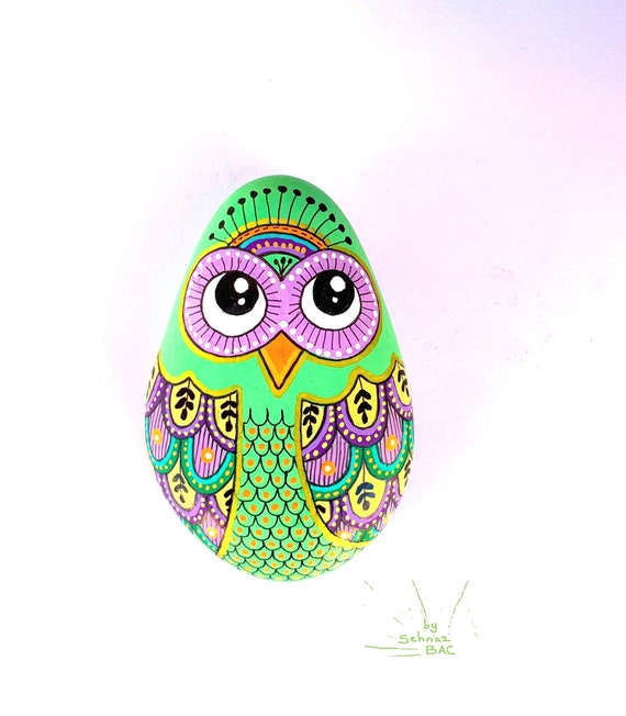 Owl Stone - One of a Kind, Hand Painted - I Sassi dell'Adriatico (Adriatic Sea Stone)