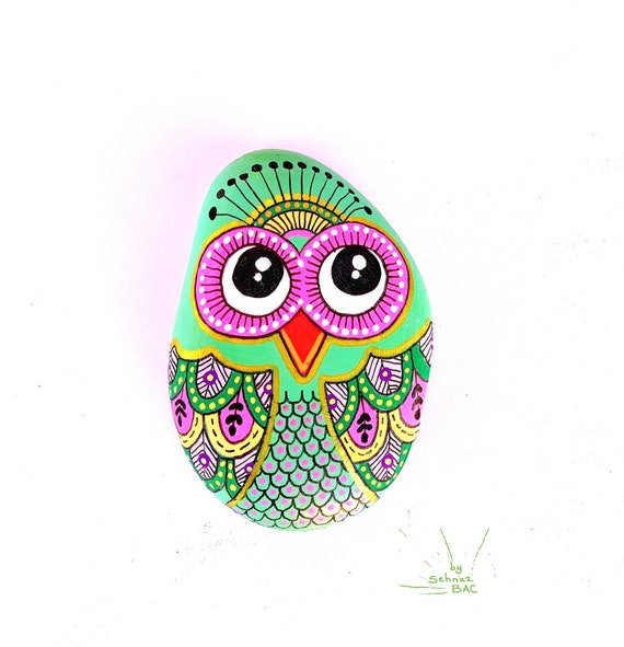 Owl Stone - One of a Kind, Hand Painted - I Sassi dell'Adriatico (Adriatic Sea Stone)