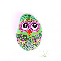 Owl Stone - One of a Kind, Hand Painted - I Sassi dell'Adriatico (Adriatic Sea Stone)