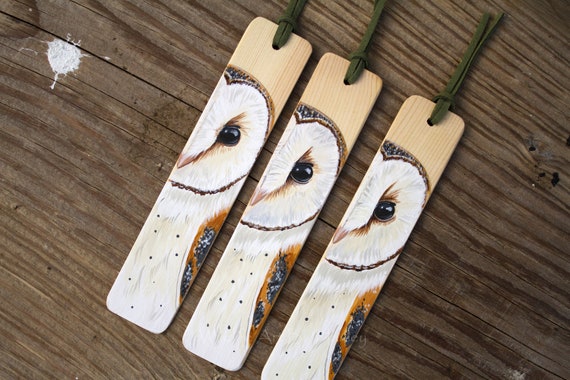 Barn owl bookmark, recycled wooden bookmark