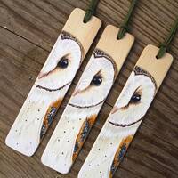 Barn owl bookmark, recycled wooden bookmark