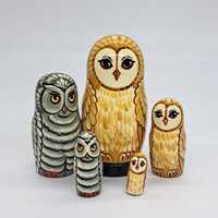 4" Owl nesting dolls Bird matryoshka 5 in 1 Made in Ukraine Wooden toy Stacking dolls G...